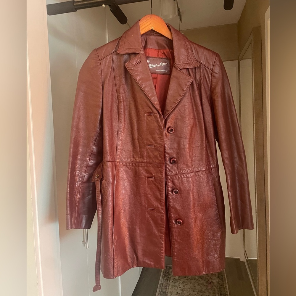 Vintage Etienne Aigner 100% Genuine Leather Burgundy Jacket